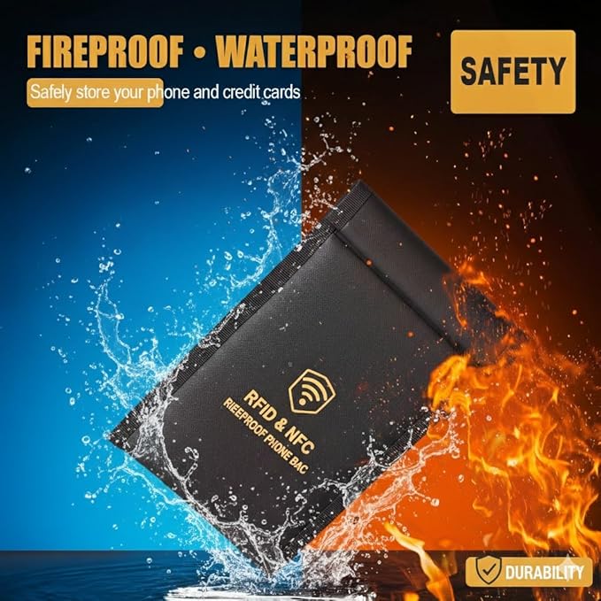 NXTEVL Faraday Bag for Phones and Car Keys(2Pack)， Faraday Cage Signal Blocker Pouch - Military Grade Anti-Theft Protection for Car Key Fob, Cell Phone, RFID, WiFi, GPS Tracking Signals