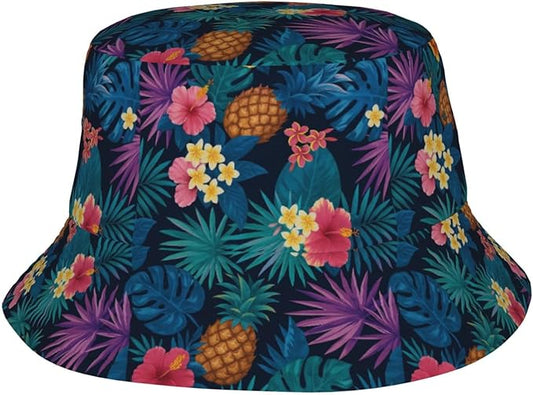 Unicorn and Pink Flower Fisherman Hat Summer Foldable UV Protection Sun Hat