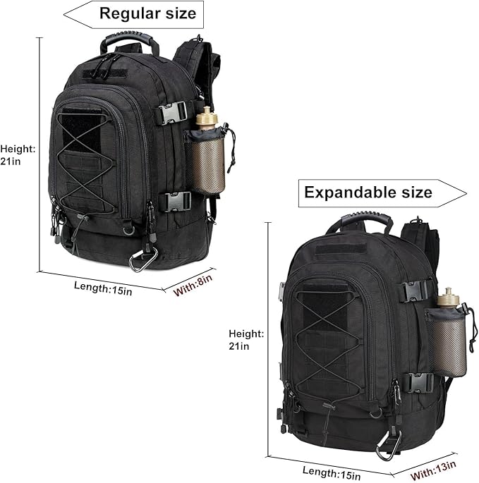 Expandable 40-64L Military Tactical Backpack 3 Day Bag Hiking Gym Sport Camping