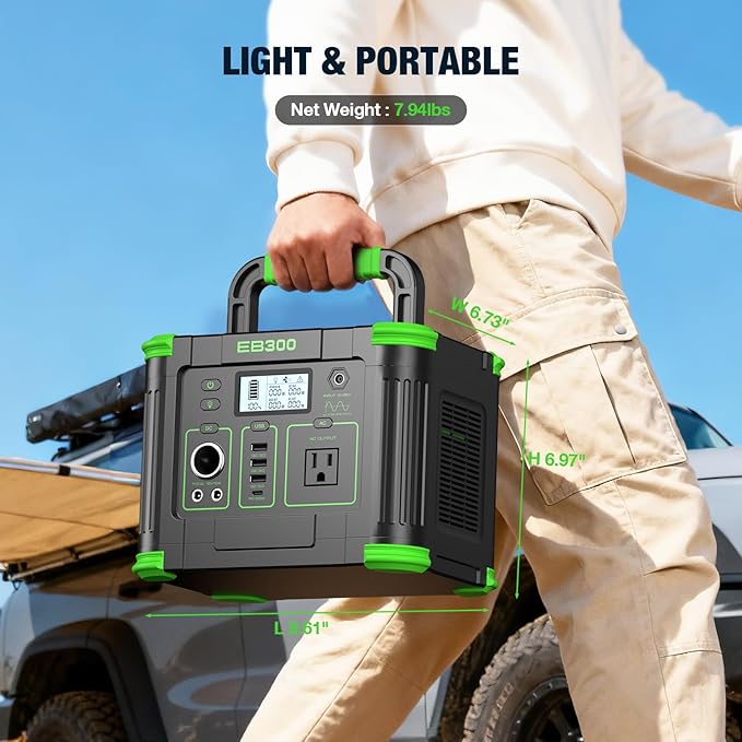 330W Portable Power Station, 288.6Wh Solar Generator with 60W USB-C PD Output, 110V Pure Sine Wave AC Outlet, 5W Wireless Charging, 330W Backup Lithium Battery for Outdoor Camping Travel Hunting Home