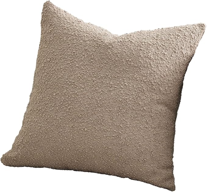 DOMVITUS Boucle Pillow Cover 18x18, Decorative Couch Pillows for Living Room, Bedroom, Chair, Sofa - Soft Accent Cushion Case, 1PC, Oatmeal