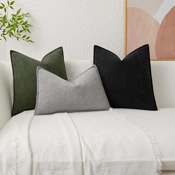 Kevin Textile Waterproof Decorative Pillow Covers Black 22x22 Inch Pack of 2 Soft Boucle Textured Euro Pillowcases Elegant Accent Pillows for Couch Sofa Chair Bed Home Decor Indoor Outdoor
