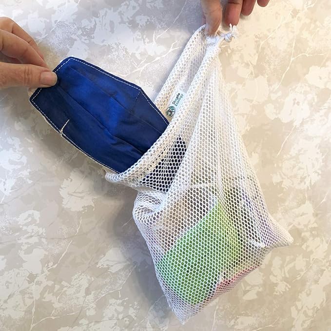 Simple Ecology Organic Cotton Mesh Laundry Bag; Machine Washing Bags for Delicates, Lingerie and Garments, X-Small 2 pack