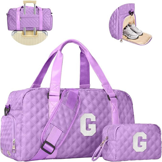 Elilier Personalized Gifts for Girls 8-18 Age, Initial Travel Duffel Bag, Gym Bag, Gift for Kids, Monogram Overnight Bag, Niece Gifts Mother In Law Gifts Birthday Gifts, Graduation Gifts