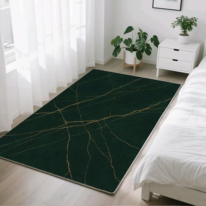 Luxury Marble Rug - 2x4 Rug, Abstract Marble Hallway Rugs, Modern Art Runner Rugs, Washable & Non Slip Small Carpet Home Decor