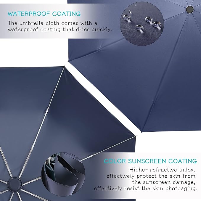 FDJASGY UV Sun Umbrella Compact Folding Travel Umbrella Auto Open Close Compact Folding Rain Umbrellas for Women Men Blocking UV 99.98%