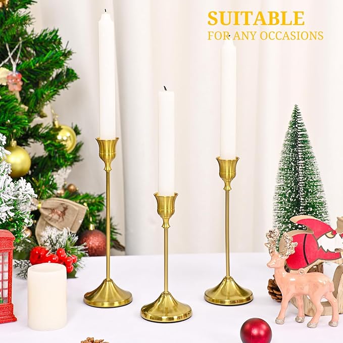 Candlestick Holders 30 PCS, Metal Taper Candle Holder, Brass Gold Candle Holders for Pillar Candles, Vintage Dining Table Centerpiece Decorations for Wedding Party Christmas Halloween Decor