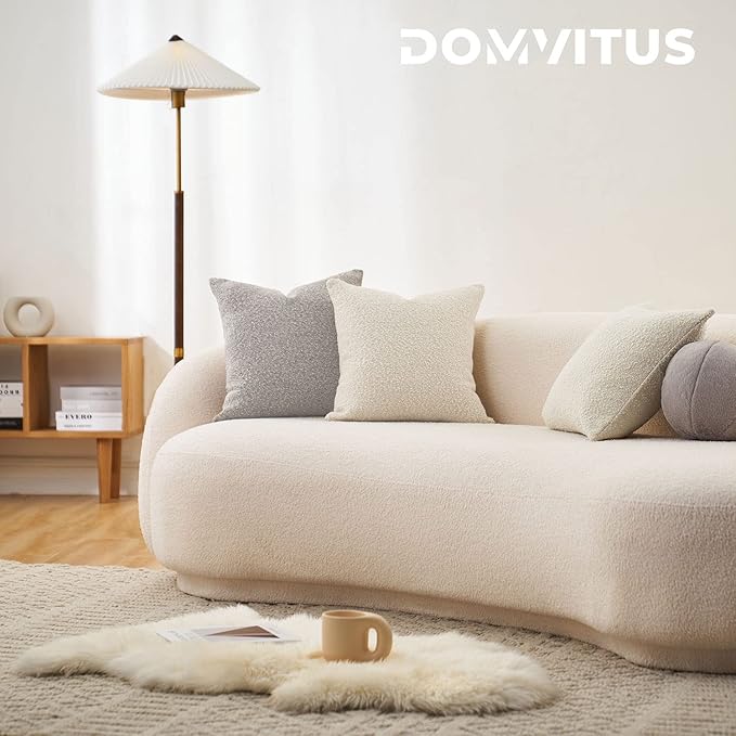 DOMVITUS Boucle Pillow Covers 20x20 Luxury Throw Pillow Covers Decorative Pillows for Bed Sofa Pillows for Living Room Accent Couch Pillows Soft Cushion Case, 1PC, Sand Grey
