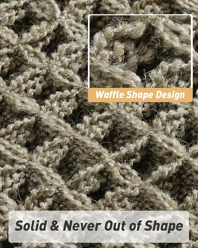 Upgraded Waffle Runner Rug, Super Absorbent Non Slip Bath Mats for Bathroom Floor, Machine Washable Bathroom Runner Rug with Tassels, Ideal for Hallway Bedroom Laundry Room, Dark Green, 17" x 72"