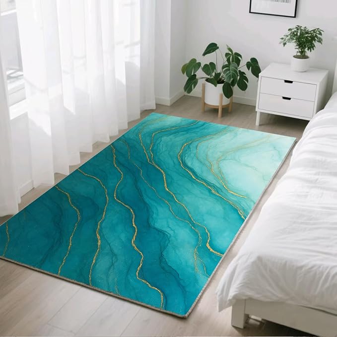 Luxury Marble Rug - 2x4 Rug, Abstract Marble Hallway Rugs, Abstract Modern Runner Rugs, Washable & Non Slip Small Carpet Home Decor