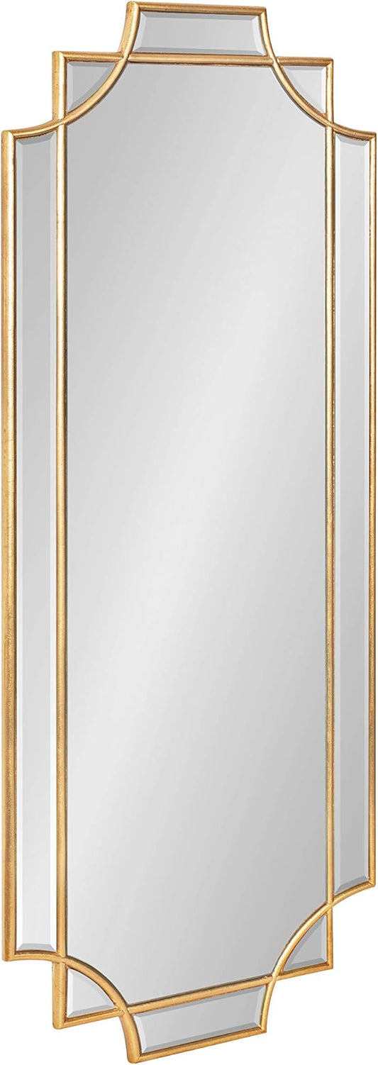 Kate and Laurel Minuette Glam Wall Mirror, 16 x 42, Gold, Elegant Traditional Home Decor with A Boho Charm