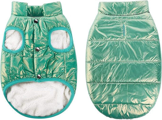 ASENKU Dog Winter Coat - Waterproof Windproof Dog Jacket, Warm Snowproof Doggie Puffer Vest for Cold Weather, Lightweight Snow Coats for Small Medium Large Dogs (Mint Green, 2XL)