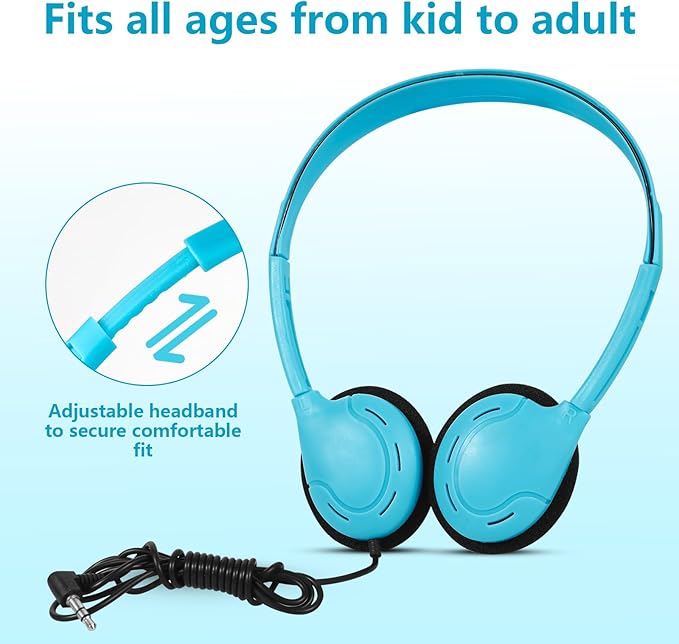 Kids Headphones Bulk 10 Pack for School Classroom Student Children Boys Girls Teen and Adult,Class Set of Headphones for Students Computer 3.5mm Jack (10 Mixed Colors)