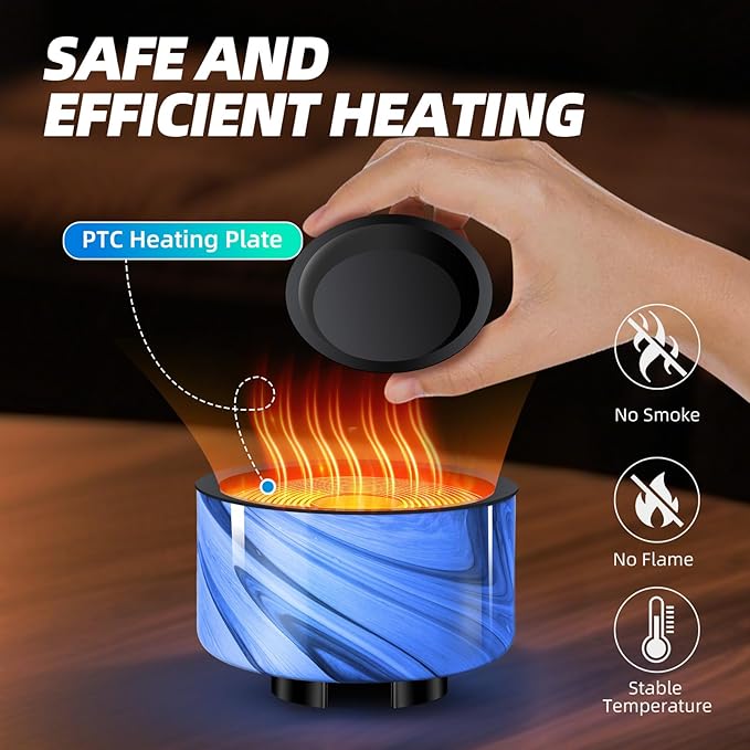 Wax Melt Warmer, Electric Wax Warmer for Scented Wax, All-in-One Candle Wax Melter with PTC Heating and 7 Color Lights, Glass Fragrance Oil Burner for Women Gifts (Gray Wave)