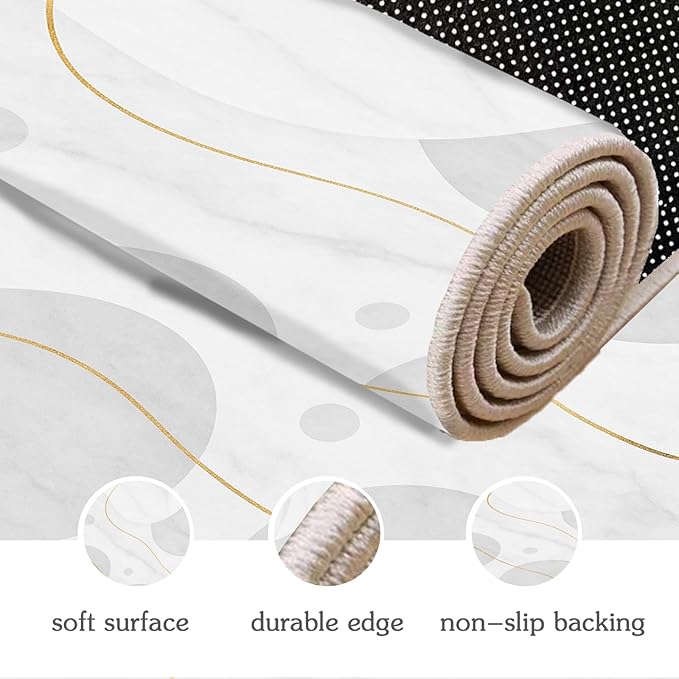 Minimalist Marble Rug - 2x3 Rug, Abstract Marble Bath Rugs, Modern Luxury Doormat, Washable & Non Slip Small Rugs Home Decor