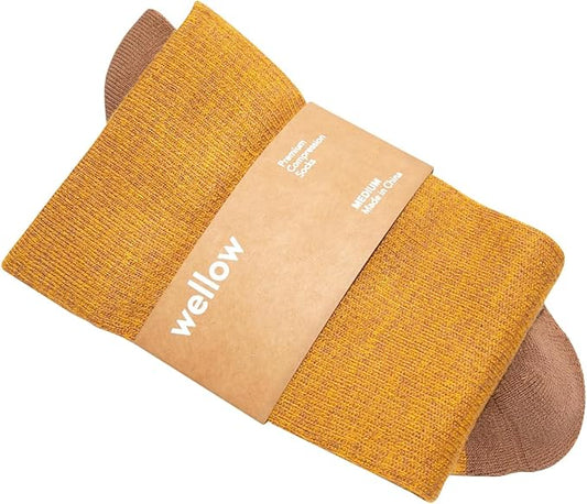 Wellow Premium Socks (Compression Socks - Regular) for Men & Women, Made with Viscose from Bamboo, Knee High, 18-25 mmHg