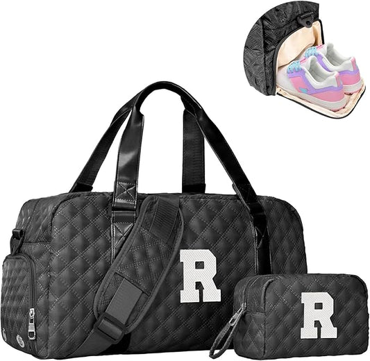 Elilier Personalized Duffle Bag Women Girls Gift: Letter Carry on bags, Dance Cheer bag Sports for Girl, Kid Gymnastics Bags, Birthday Gifts for Women Girls Kids Teens Mom Teacher