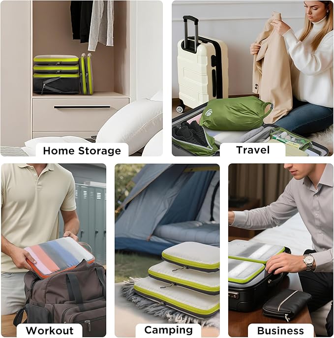 Cipway Compression Packing Cubes Mesh, Lightweight Luggage Organizer Bags with Laundry Bag,Toiletries Bag and Shoe Bag, Travel Essentials for Carry on Suitcase（8Pcs,Blue）