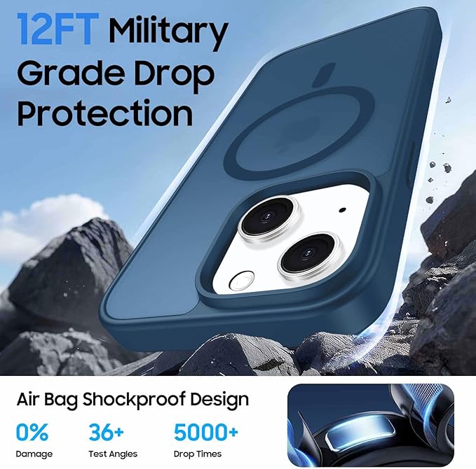 Ntwinro Magnetic for iPhone 15 Case (Compatible with MagSafe) with Detachable Wallet & Card Holder for 3 Cards [RFID Blocking] Military Grade Protective Slim Phone Cover, Deep Blue