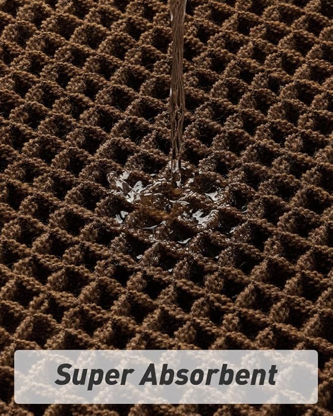 AMOAMI Upgraded Waffle Bath Mat, Super Absorbent Non Slip Bath Mats for Bathroom Floor, Machine Washable Bathroom Rugs with Tassels, Rubber Backed Bathroom Mats, Ultra Soft, 24" x 36",Terracotta