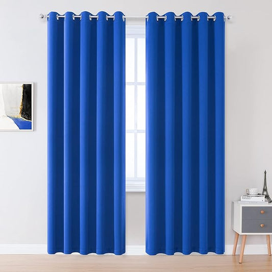 DUALIFE Royal Blue Grommet Room Darkening Curtains 60 x 84 Inches, 2 Panels