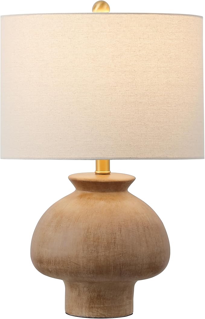 SAFAVIEH Lighting Collection Noam Light Brown Ceramic 23-inch Table Lamp (LED Bulb Included)