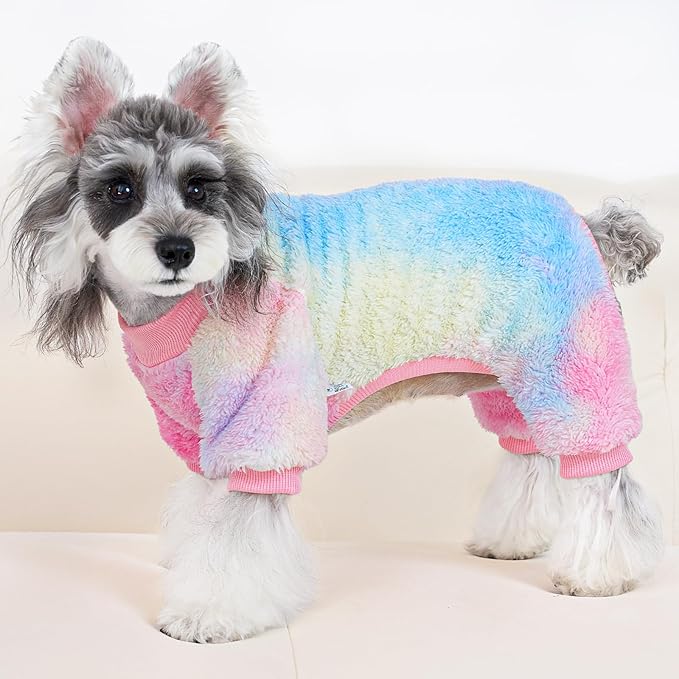 XPUDAC Dog Sweater, Dog Winter Clothes for Small Medium Dogs Girl Boy Fleece Doggy Pajamas for Winter Christmas, Tie-Dye02, X-Large
