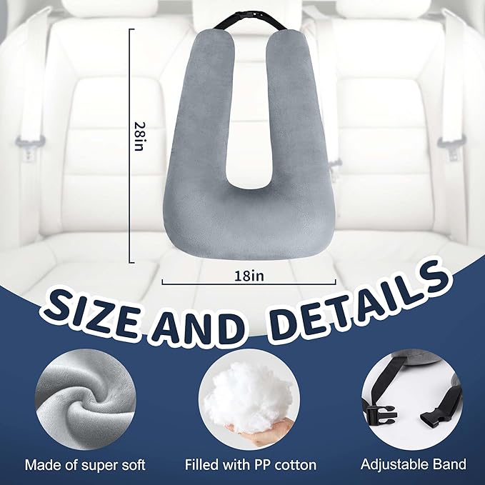 Car Pillow for Kids, Car Pillow, Travel Pillow Cushion for Car and Adults, Support Head and Neck on Road Trips, Pink