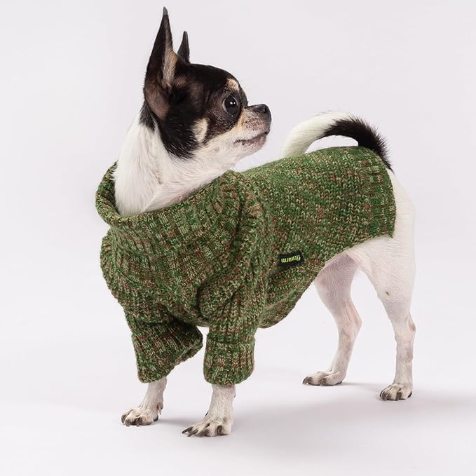 Fitwarm Knitted Turtleneck Dog Sweater, Thermal Dog Winter Clothes for Small Dogs Boy Girl, Holiday Pet Outfit, Heather Green, XXL