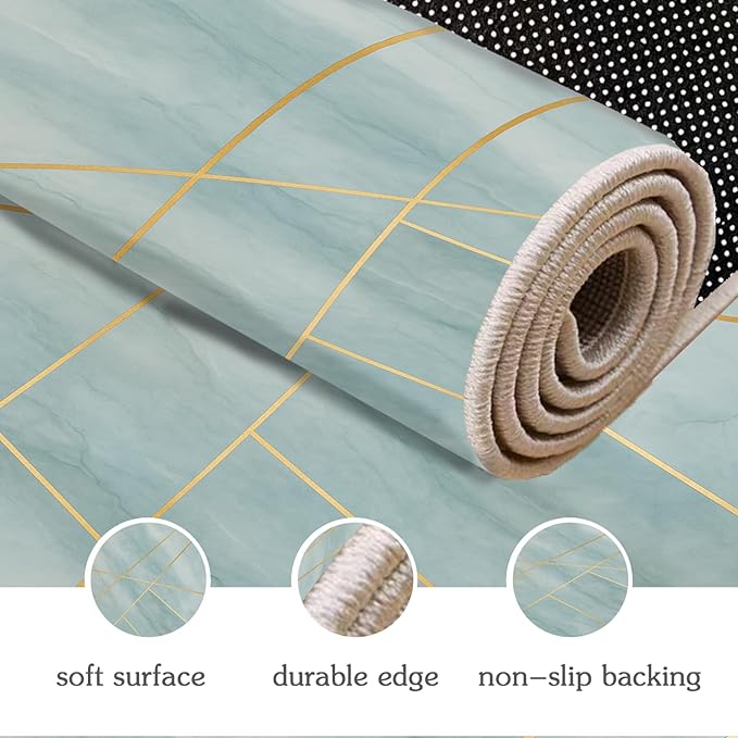 Minimalist Marble Rug - 5x6 Area Rug, Abstract Line Marble Area Rugs, Modern Geometric Carpet, Washable & Non Slip & Soft Rugs Home Decor
