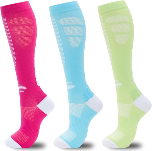 fenglaoda Compression Socks for Women Men 3 Pairs Graduated Compression Support Circulation Socks for Nurses