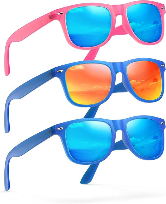Sunglasses Womens Men Polarized UV400 Protection Trendy Classic Retro Square Mirrored Womens Sunglasses 3 Pack