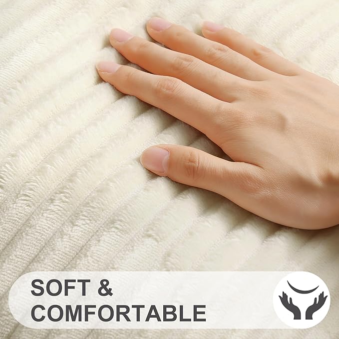 Simmore Decorative Spring Throw Pillow Covers 12x20 Set of 2, Soft Natural Plush Flannel Double-Sided Fluffy Lumbar Pillow Covers for Couch Sofa Living Room, Beige