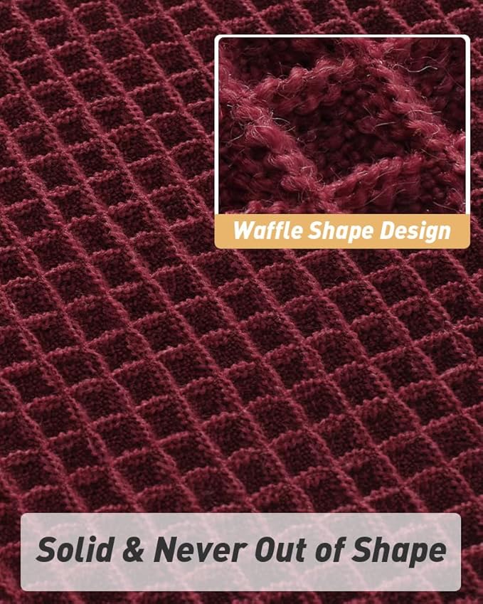 Upgraded Christmas Waffle Runner Rug Super Absorbent Non Slip Bath Mats for Bathroom Washable Bathroom Runner Rug with Tassels, Ideal for Hallway Bedroom Laundry Room, 2'x 6'(24" x 72"), Burgundy