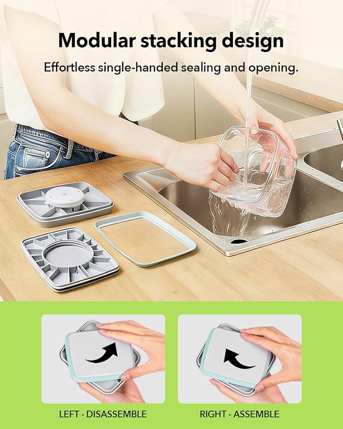 EQI Airtight Food Storage Container with One-Touch Lid, 8-Piece Set (1.3, 2.1, 2.9, 3.6 QT* 2) Stackable Durable BPA-Free for Flour, Cereal & Complete Pantry Organization.