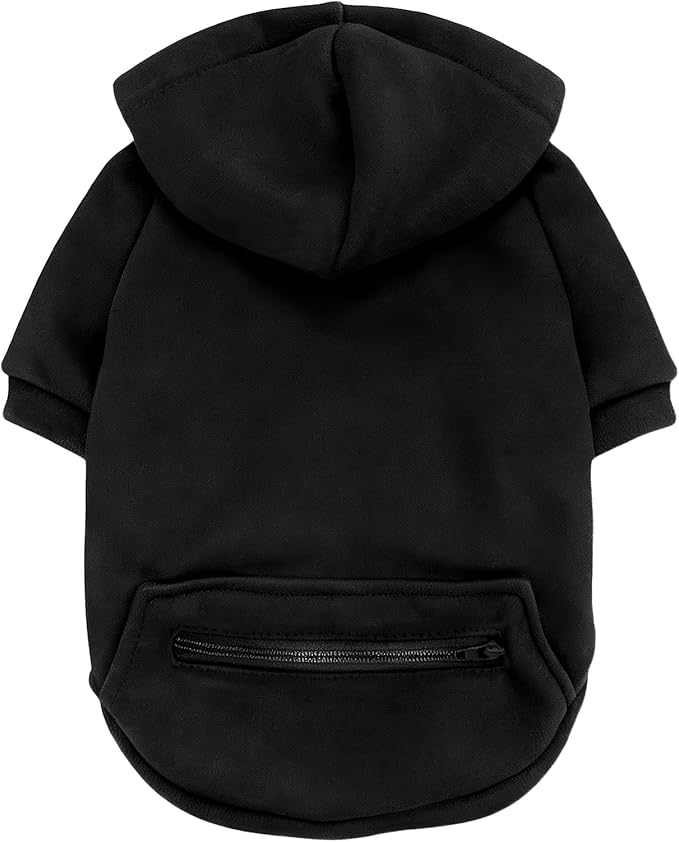 Jecikelon Pet Dog Cold Weather Coat with Pocket Winter Dog Hoodie Warm Puppy Clothes for Small Dogs Chihuahua Clothing (Medium, Y02-Black)