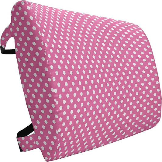 Ambesonne Pink Polka Dots Lumbar Back Support Pillow, Rows and Columns Ordered Arrangement Feminine Abstraction Graphical, High Density Foam for Office Chairs Car Seats, 14" x 13", Pink and White