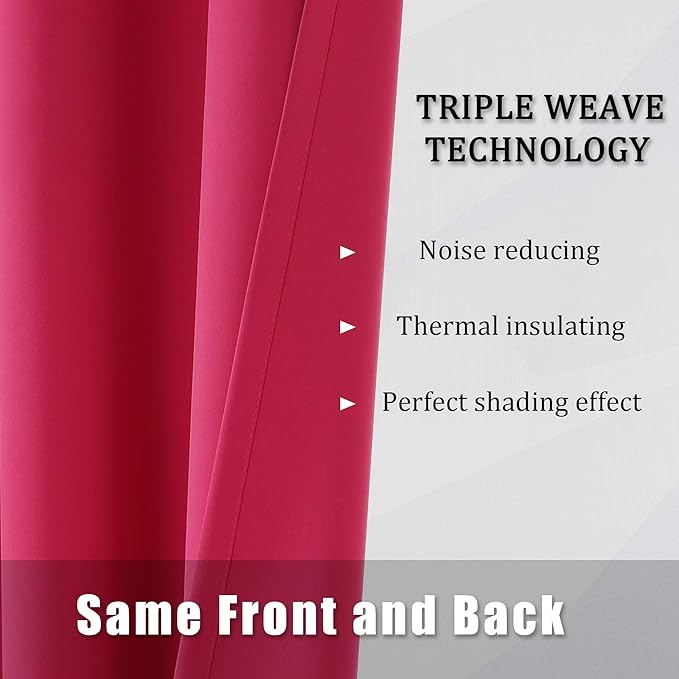 DUALIFE 84 Inch Fuschia Hot Pink Curtain Panels for Girls Bedroom- Room Darkening Grommet Thermal Insulated Drapes for Living Room 42''x 84'' Raspberry Sorbet 2 Panels