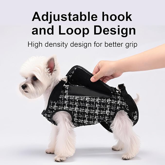 Wakytu Dog Lift Harness Dog Carrier Dog VES Harness Adjustable Dog Leash with Small Puppy Treat Bag（Black,S）