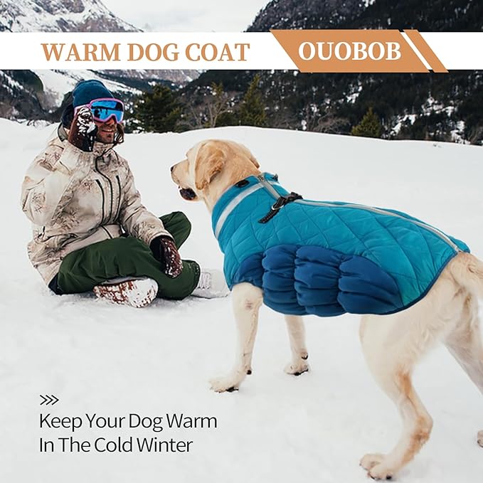 OUOBOB Dog Jackets for Large Dogs, Large Dog Winter Coat, Pet Cold Weather Coats, XXXL Pet Jacket with D-Ring, Waterproof Coat with Back Zipper,Snowsuit Labrador German Shepherd Doberman,XXXL