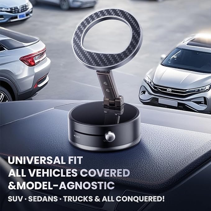 JPQYSHZ Car Cell Phone Holder Compatible with iPhone Mag-Safe Car Mount, Magnetic Car- Mounts, 360° Adjustable Carbon Fiber