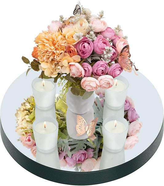 Round Acrylic Mirrors for Centerpieces 10 PCS Circle Mirror Candle Trays 10Inch 1.6mm Round Mirror Trays for Wall Decor,Table Centerpieces,Wedding Party Decorations(Acrylic Material)