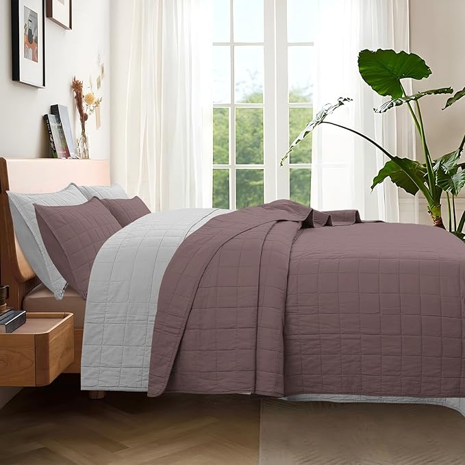 100% Cotton Quilt Sets Cal King Size - Soft Lightweight Quilt Bedding Set for Bedroom Decor-Bedspread in Geometric Pattern with 2 Pillow Shams for All Season, 110x120 inches