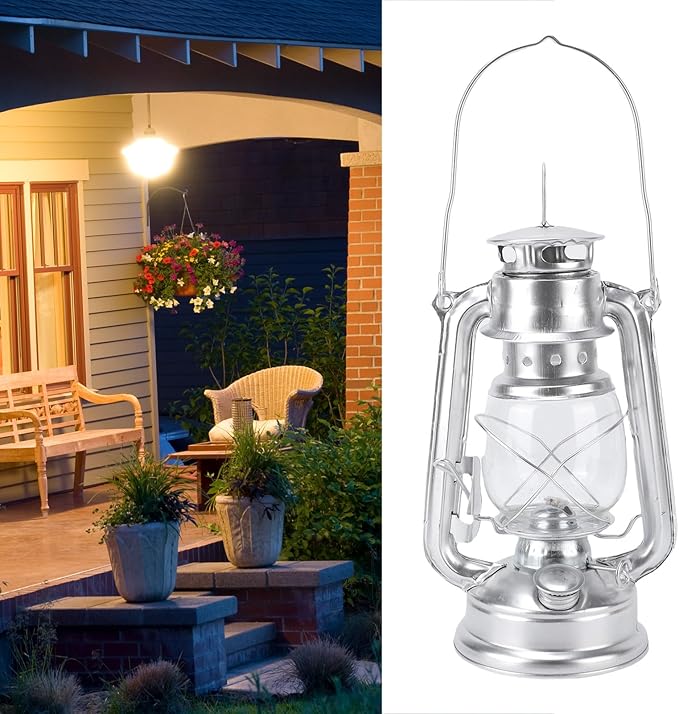 Diydeg Kerosene Lantern, Retro Oil Lamp with Large Capacity Oil Tank and Wick for Indoor Outdoor Use, Vintage Hanging Iron Lantern for Camping Emergency Decoration