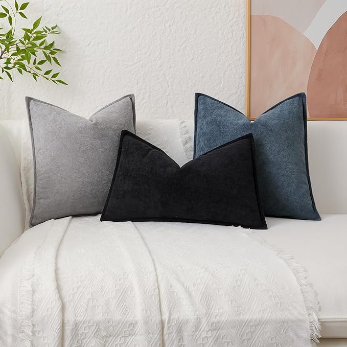 Kevin Textile Waterproof Decorative Pillow Covers Dusty Blue 20x20 Inch Pack of 2 Soft Boucle Textured Throw Pillowcases Elegant Accent Pillows for Couch Sofa Chair Bed Home Decor Indoor Outdoor
