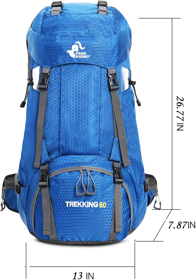 Bseash 60L Waterproof Hiking Camping Backpack with Rain Cover, Large Outdoor Sport Travel Daypack Rucksack for Climbing