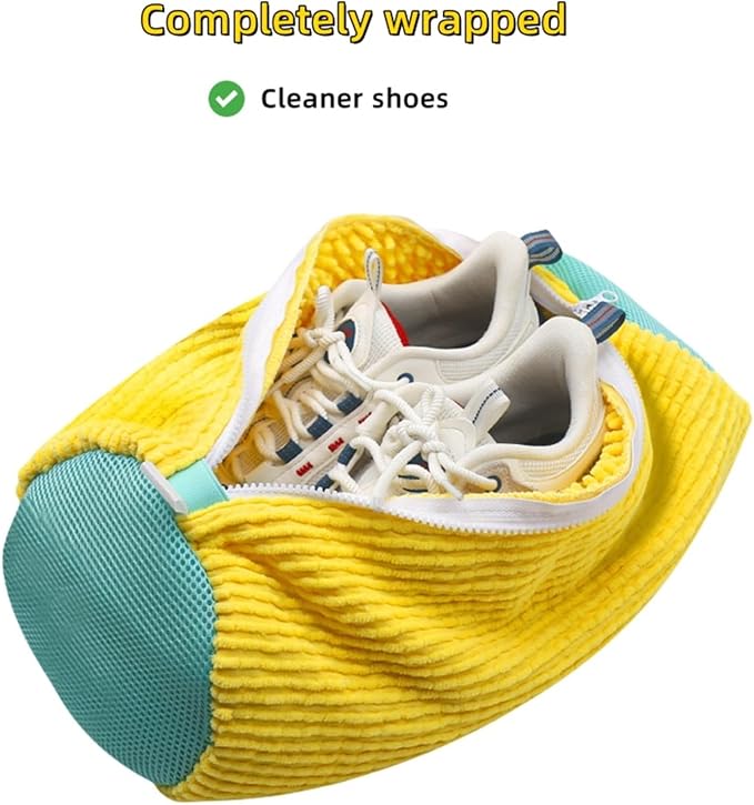 Shoe Wash Bags for Washing Machine (2 Pack), Reusable Laundry Bags for Sneakers, Footwear, Bike Shoes, 360° Deep Clean Shoe Washing Bag (Grey)