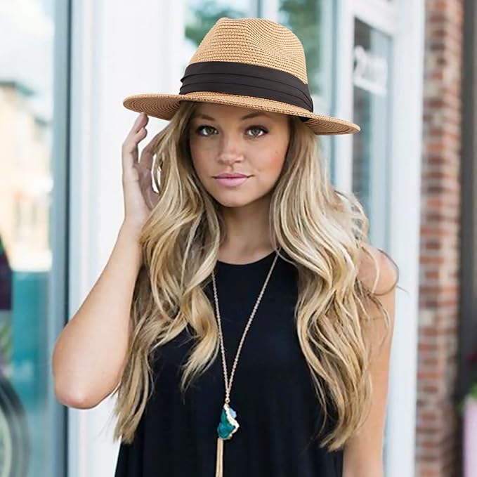 DRESHOW Women Straw Panama Hat