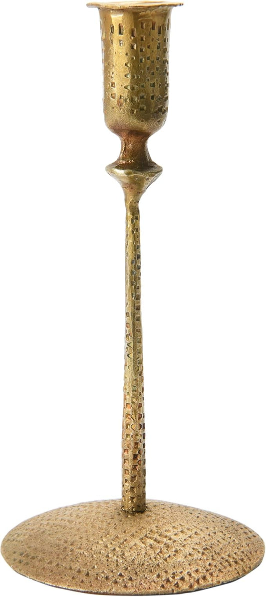 Creative Co-Op Hand-Forged Hammered Metal Taper, Antique Brass Finish Candle Holder