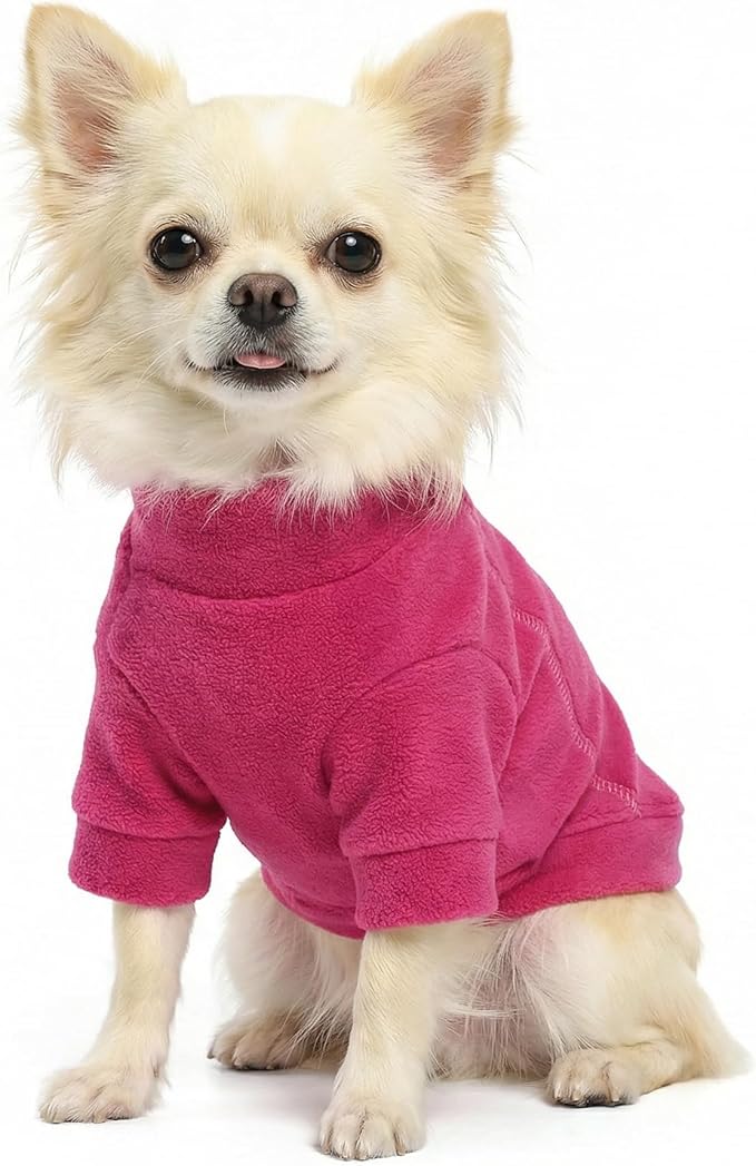 Fitwarm Classic Fleece Dog Sweater, Turtleneck Sweatshirt, Winter Clothes - Small Dogs Girl, Cat Apparel - Pink, Rose, Baby Pink, XS